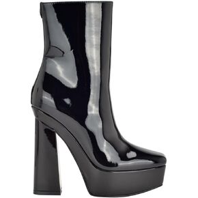 GUESS Womens Byra Patent Square Toe Block Heels Black 5 Medium (B,M)