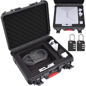 Starlink Mini Case - Waterproof Travel Case for Starlink Mini Dish Kit with 2 TSA Locks, Precision Cut Foam fits Kickstand, Pipe Adapter, Power Supply, Cables, Ethernet Cables & More Accessories