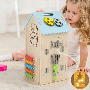 Baby Wooden Activity Cube Toys 8-in-1 Montessori Toys Boys & Girls Multipurpose Educational Sensory Learning Toys for Toddlers Activity Center for Birthday Gifts
