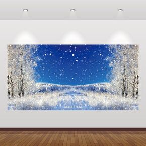 Winter Scene Backdrop 20x10ft Christmas Wonderland Snowflake Snowy Forest Photography Background Winter Snow Xmas Holiday Party Backdrop Winter Wonderland Party Decorations Banner Photo Booth