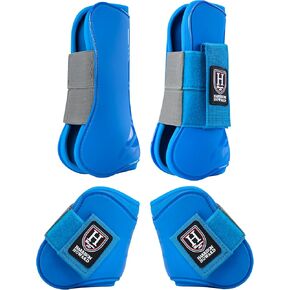 حذاء Harrison Howard Horse Tendon مفتوح من الأمام/حذاء Fetlock للأحذية الواقية للحصان للقفز، مجموعة من 4 قطع لركوب الخيل