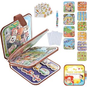 2-in-1 Busy Board Montessori Toys for Toddlers, Reusable Water Painting Books, Busy Book Sensory Toys Birthday Gifts Ages 1-4 Year Old, Kids Learning Educational Toy Travel Activities