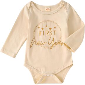 Newborn Baby Boy Girl 1st New Year Bodysuit My First New Year Onesie Romper Infant Long Sleeve Outfit Clothes 0-18M