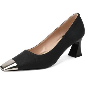 TinaCus Women's Genuine Leather Handmade Cap-Toe Spool Heel Slip On Loafer Pumps Shoes