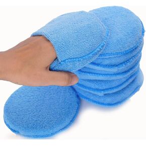10 Pcs Microfiber Wax Applicator Pads, Ultra-Soft Microfiber Wax Foam Applicators Pads, Buffing & Detail Polishing Foam Pads for Car Cleaning Fine Polishing (5" Diameter