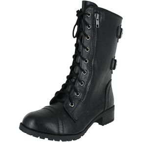 Soda Topshoe Dome Mid Calf Height Women's Military Combat Boots