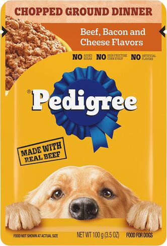 PEDIGREE CHOPPED GROUND DINNER طعام الكلاب الرطب الناعم للبالغين، مجموعة متنوعة من 30 قطعة، أكياس 3.5 أونصة in Kuwait