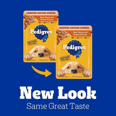 PEDIGREE CHOPPED GROUND DINNER طعام الكلاب الرطب الناعم للبالغين، مجموعة متنوعة من 30 قطعة، أكياس 3.5 أونصة in Kuwait