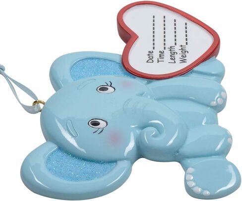 Baby Birth Announcement Christmas Ornament - Blue Elephant Baby Ornament - Birth Stats Keepsake Ornament - New Parents for Baby's First Christmas in Saudi Arabia