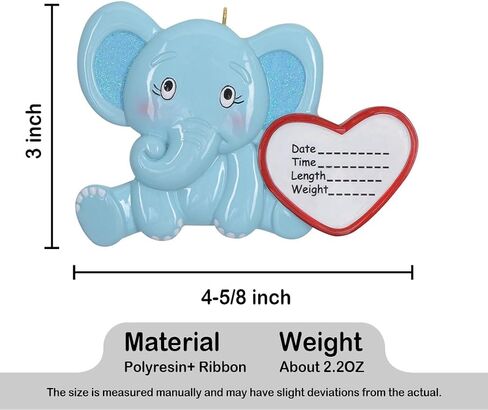 Baby Birth Announcement Christmas Ornament - Blue Elephant Baby Ornament - Birth Stats Keepsake Ornament - New Parents for Baby's First Christmas in Saudi Arabia