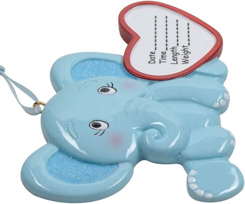 Baby Birth Announcement Christmas Ornament - Blue Elephant Baby Ornament - Birth Stats Keepsake Ornament - New Parents for Baby's First Christmas in Saudi Arabia
