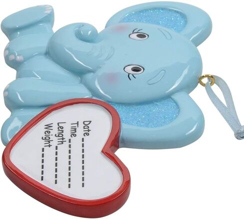 Baby Birth Announcement Christmas Ornament - Blue Elephant Baby Ornament - Birth Stats Keepsake Ornament - New Parents for Baby's First Christmas in Saudi Arabia