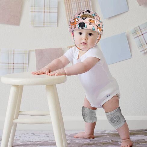 TORASO Baby Helmet & Baby Knee Pads for Crawling,Infant Helmet & Walking Baby Helmet，for Age 6-36 Months, Pink Forest(A) in Saudi Arabia