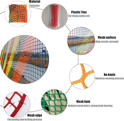 KACQIHTU Rope Net Kids Safety Netting Stair Balcony Railing Child Safety Net Playground Netting Patio Fence Protection Net Pet Toy Anti-Fall Rope Netting Multicolour in Kuwait