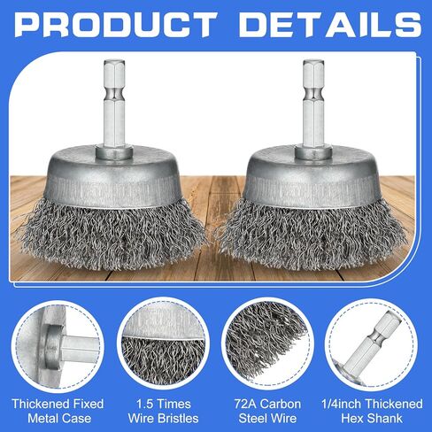40 قطعة من فرشاة سلكية من بوكون للحفر الكاشطة 2 بوصة فرشاة عجلة سلكية للحفر 1/4 بوصة ساق سداسية، 0.010 بوصة سلك من الفولاذ الكربوني الخشن فرشاة مثقاب لتنظيف إزالة الصدأ in Kuwait