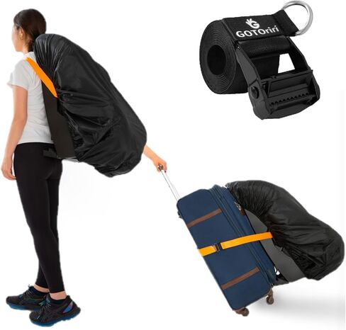 Car Seat Travel Belt & Cover Set Easy Carry&Reliable- Adjustable Car Seat Travel Strap adapted to All Size Luggage&Suitcase to Airport，Toddler car seat Stroller (Black) in Kuwait