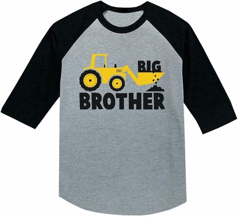 Tractor Construction Big Brother Shirt Sibling Boys Toddler Kids 3/4 Sleeve Baseball Jersey T-Shirt in Kuwait