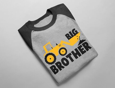 Tractor Construction Big Brother Shirt Sibling Boys Toddler Kids 3/4 Sleeve Baseball Jersey T-Shirt in Kuwait