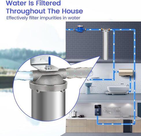 (BUS-10-1NPT) 10 Inch 304 Stainless Steel Water Filter Housing for 9-3/4''-10'' Length, 2.5''-3'' OD Filter Cartridge, Double O-Rings Design, 1'' Inlet and Outlet Filter System for Household in Kuwait