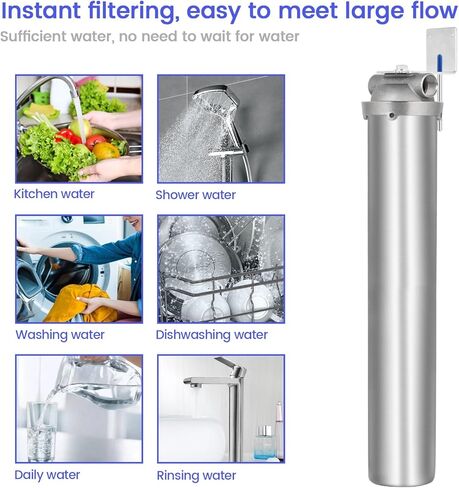 (BUS-10-1NPT) 10 Inch 304 Stainless Steel Water Filter Housing for 9-3/4''-10'' Length, 2.5''-3'' OD Filter Cartridge, Double O-Rings Design, 1'' Inlet and Outlet Filter System for Household in Kuwait