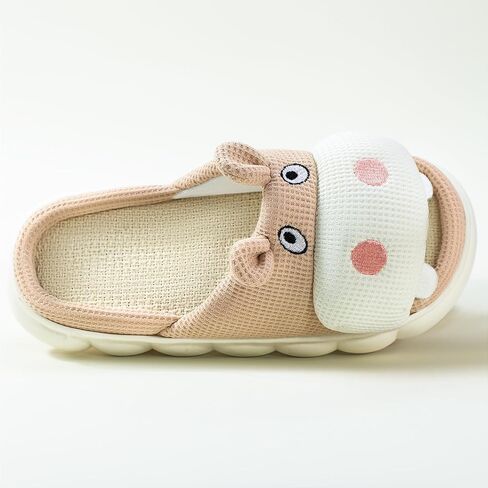 CHOOLD Cartoon Hippo Linen Slippers, Womens Four Seasons Home Linen Slippers in Kuwait
