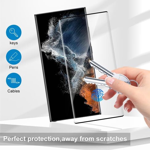 Galaxy S23 Ultra Screen Protector, 2+2 Pack Tempered Glass Screen Protector and Camera Lens Protector, 3D Full Coverage, Support Fingerprint Unlock, HD Protection Film for Galaxy S23 Ultra 6.8 Inch in Saudi Arabia