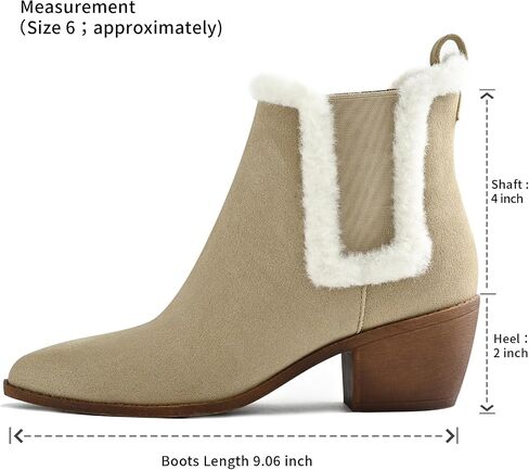 Chelsea Boots for Women Sided Elastic Furry Ankle Booties Almond Toe Cold Weather Winter Shoes in Saudi Arabia