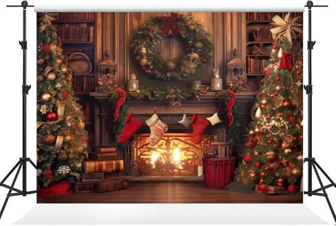 Kate 10×10ft Christmas Backdrop Photography Xmas Christmas Tree Fireplace Christmas Wreath Indoor Warm Decoration Background Props for New Year Party Photo Video in Saudi Arabia