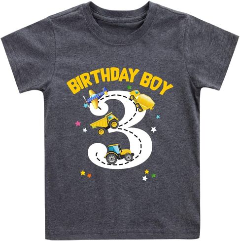 2-6 Years Boys Birthday Shirts Toddler Bday Construction Graphic Cotton Short Sleeve T-Shirt in Saudi Arabia