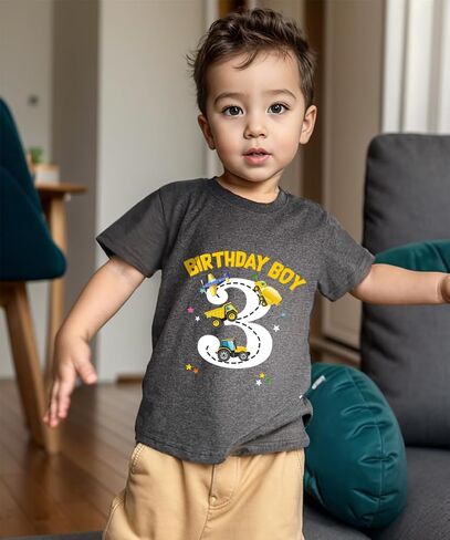 2-6 Years Boys Birthday Shirts Toddler Bday Construction Graphic Cotton Short Sleeve T-Shirt in Saudi Arabia