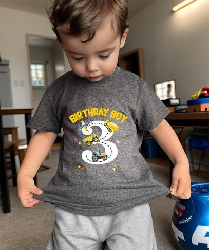 2-6 Years Boys Birthday Shirts Toddler Bday Construction Graphic Cotton Short Sleeve T-Shirt in Saudi Arabia