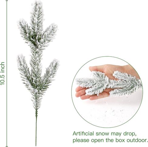 Sggvecsy 60 Pcs Artificial Snowy Pine Branches Fake Frosted Greenery Pine Picks Artificial Red Berry Stems Christmas Pine Needles for DIY Christmas Garland Wreath Xmas Flower Arrangements Decoration in Kuwait