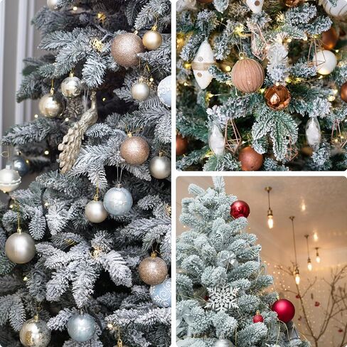Sggvecsy 60 Pcs Artificial Snowy Pine Branches Fake Frosted Greenery Pine Picks Artificial Red Berry Stems Christmas Pine Needles for DIY Christmas Garland Wreath Xmas Flower Arrangements Decoration in Kuwait