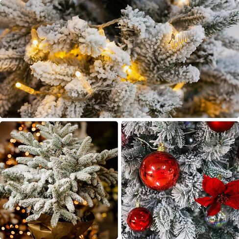 Sggvecsy 60 Pcs Artificial Snowy Pine Branches Fake Frosted Greenery Pine Picks Artificial Red Berry Stems Christmas Pine Needles for DIY Christmas Garland Wreath Xmas Flower Arrangements Decoration in Kuwait