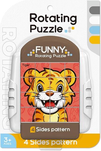 Rotating Puzzle Cube for Kids - Travel Essentials Games Car Toys Airplanes Trips Toys - 4 Style Puzzles in 1 Board - Ages 3+ (Land Animals) in Saudi Arabia