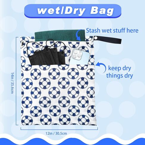 Frienda 4 Pieces Wet Dry Bag for Baby Waterproof Reusable Washable Diaper Bag Sealed with Handle for Travel, Beach, Swimsuit, Diapers, Dirty Gym Clothes and Toiletries (Nautical Style) in Kuwait