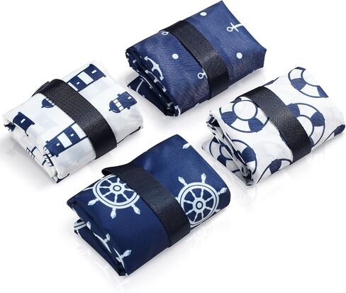 Frienda 4 Pieces Wet Dry Bag for Baby Waterproof Reusable Washable Diaper Bag Sealed with Handle for Travel, Beach, Swimsuit, Diapers, Dirty Gym Clothes and Toiletries (Nautical Style) in Kuwait