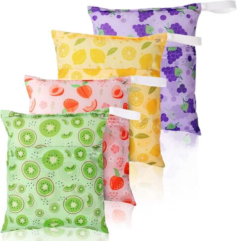 Frienda 4 Pieces Wet Dry Bag for Baby Waterproof Reusable Washable Diaper Bag Sealed with Handle for Travel, Beach, Swimsuit, Diapers, Dirty Gym Clothes and Toiletries (Nautical Style) in Kuwait