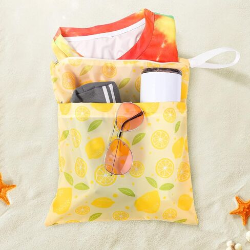 Frienda 4 Pack 12 x 14 in Wet Bags for Swimsuits, Waterproof Reusable Travel Wet Dry Bags with Zippered Pockets for Beach Pool Swimwear, Towels, Gym, Cloth Diapers, Summer Vacation(Macaron) in Saudi Arabia