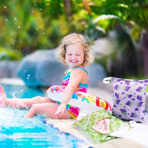 Frienda 4 Pack 12 x 14 in Wet Bags for Swimsuits, Waterproof Reusable Travel Wet Dry Bags with Zippered Pockets for Beach Pool Swimwear, Towels, Gym, Cloth Diapers, Summer Vacation(Macaron) in Saudi Arabia