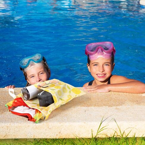 Frienda 4 Pack 12 x 14 in Wet Bags for Swimsuits, Waterproof Reusable Travel Wet Dry Bags with Zippered Pockets for Beach Pool Swimwear, Towels, Gym, Cloth Diapers, Summer Vacation(Macaron) in Saudi Arabia