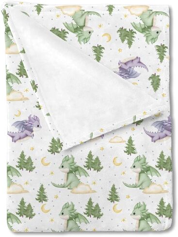 Baby Fairy Tale Dragons Blanket for Boy Girl Fantasy Dragon Stars Clouds Forest Swaddle Blankets Infant Toddler Nursery Stroller Crib Receiving Blanket Bedding Blanket Playmat 30x40 in Saudi Arabia