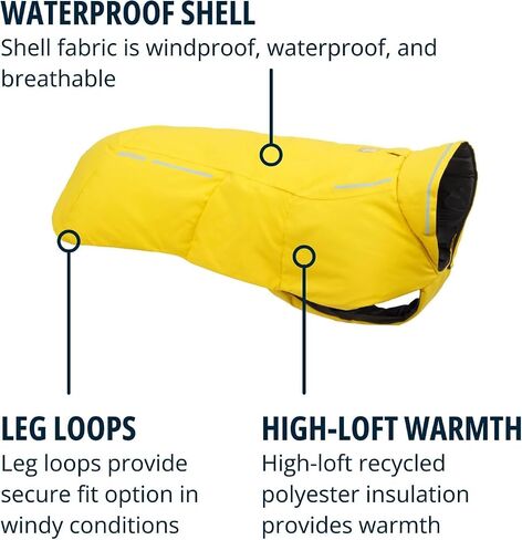 Ruffwear, Vert Dog Winter Jacket, Waterproof & Insulated Coat for Cold Weather, Mineral Yellow, Large in Saudi Arabia