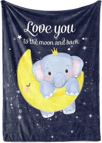 Pavo Swaddle Baby Blanket - Love You to The Moon and Back Elephant Baby Blanket - Ultra-Soft Fleece - Perfect, Baby Stuff for Newborn (Boy & Girl) - 30" x 40" in Kuwait