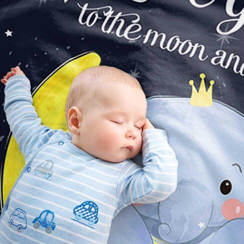 Pavo Swaddle Baby Blanket - Love You to The Moon and Back Elephant Baby Blanket - Ultra-Soft Fleece - Perfect, Baby Stuff for Newborn (Boy & Girl) - 30" x 40" in Kuwait