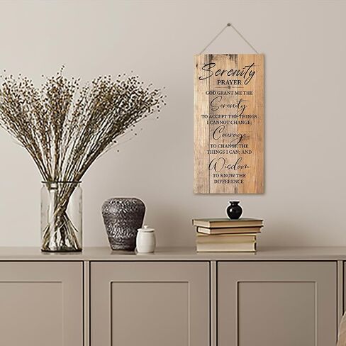 Serenity Prayer Wooden Decor Sign, God Grant Me The Serenity Wall Decor Sign, Hanging Printed Wooden Plaque Decor, Rustic Family Signs for Home Decor, Christian Gift 12x 6inch in Kuwait