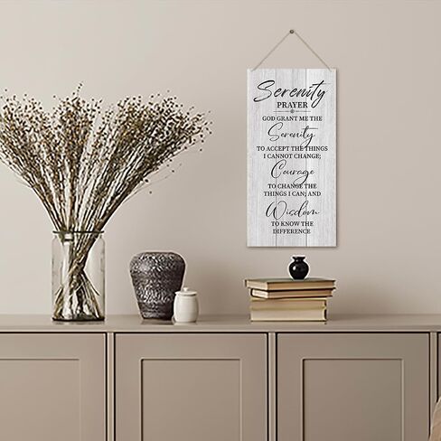 Serenity Prayer Wooden Decor Sign, God Grant Me The Serenity Wall Decor Sign, Hanging Printed Wooden Plaque Decor, Rustic Family Signs for Home Decor, Christian Gift 12x 6inch in Kuwait