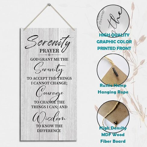 Serenity Prayer Wooden Decor Sign, God Grant Me The Serenity Wall Decor Sign, Hanging Printed Wooden Plaque Decor, Rustic Family Signs for Home Decor, Christian Gift 12x 6inch in Kuwait