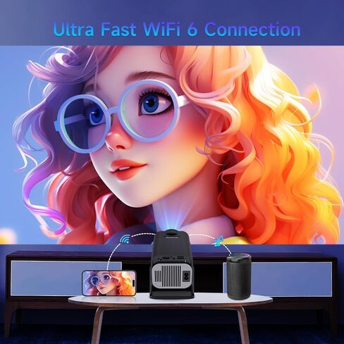 جهاز عرض HY320pro، يدعم جهاز عرض محمول 4K 1080P مع واي فاي 6 وبلوتوث، Android TV Smart Projrctor Auto Keystone، قابل للدوران 180 درجة، أجهزة عرض فيديو خارجية للهاتف/عصا التلفزيون in Kuwait