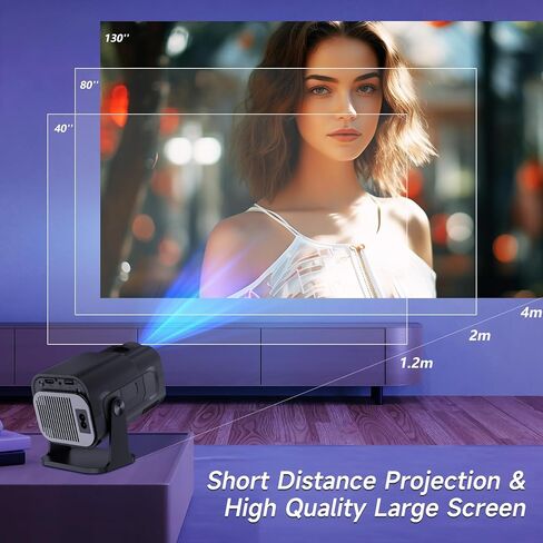 جهاز عرض HY320pro، يدعم جهاز عرض محمول 4K 1080P مع واي فاي 6 وبلوتوث، Android TV Smart Projrctor Auto Keystone، قابل للدوران 180 درجة، أجهزة عرض فيديو خارجية للهاتف/عصا التلفزيون in Kuwait